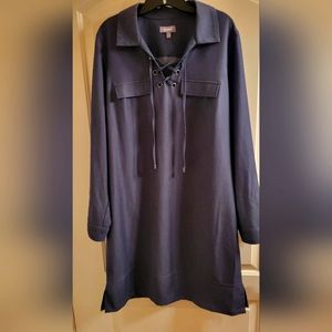 Neiman Marcus Front Self-tie Indgo Blue Size 14 Dress